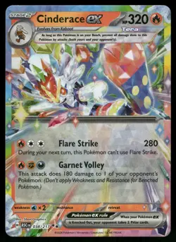Cinderace ex 28/142 Double Rare Stellar Crown Pokemon NM - Image 1