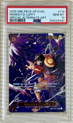 2025 One Piece OP13 EN OP09-119 Monkey.D.Luffy SP Alternate Art PSA 10 GEM MINT - Image 1