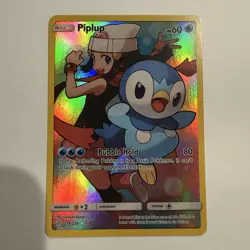 Pokemon Piplup Cosmic Eclipse Secret Rare Holo 239/236 Basic 60 HP English Card - Image 1