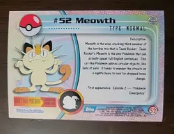 MP! UK Print 🇬🇧 HOLO Foil #52 Meowth Topps Pokemon Series 1 TV Blue Logo - Image 2