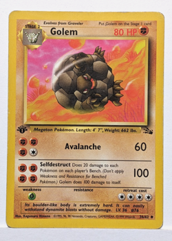 Golem 36/62 1st Edition Fossil Pokemon 1999 WOTC - LP - Image 1