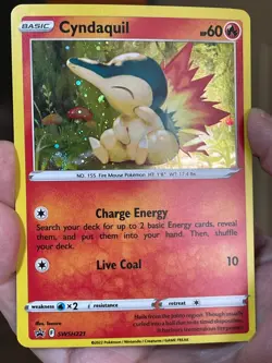POKEMON CYNDAQUIL #SWSH221 PROMO BLACK STAR COSMOS WITH SWIRL NM CARD SEE PICS - Image 1