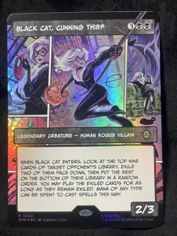 Black Cat, Cunning Thief (Borderless) Marvel's Spider-Man Foil MTG - Image 1