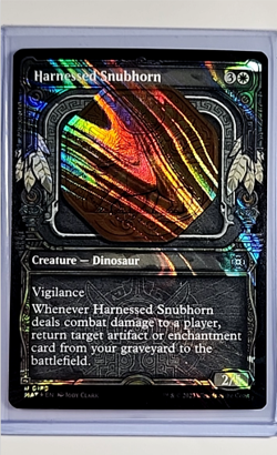 2023 MTG Magic The Gathering Aftermath MAT Halo Foil #188 Harnessed Snubhorn - Image 1