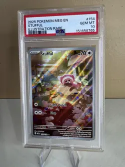 Pokemon Mega Evolution Stufful 154/132 Illustration Rare Holo PSA 10 2025 - Image 1