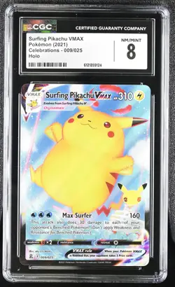 2021 Pokemon Celebrations Surfing Pikachu VMAX 009/025 CGC 8 #009/025 - Image 1