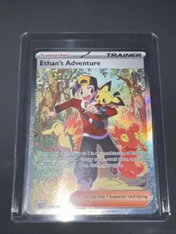 Pokemon TCG Destined Rivals Ethan's Adventure Full Art Trainer Card 236/182 - Image 1