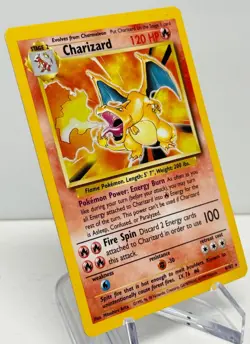1999 Pokemon Base Set Charizard 4/102 Holo Rare Unlimited Wizards WotC MP - Image 2