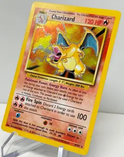 1999 Pokemon Base Set Charizard 4/102 Holo Rare Unlimited Wizards WotC MP - Image 3