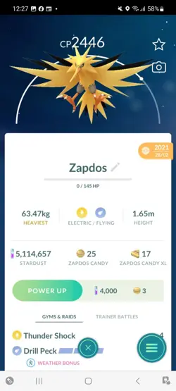 Pokemon Go Legendary Zapdos ( Normal ) - Image 1