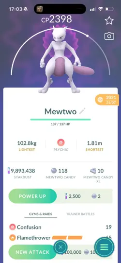 Pokemon Go Legendary Mewtwo ( Normal ) - Image 1
