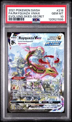 Pokemon Evolving Skies Rayquaza VMAX 218/203 Alternative Art Alt Holo PSA 10 - Image 1