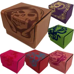 Deck Box "Skulls" (Select Colour) * 100 Card Side Load MTG Pokemon PU Leather - Image 1