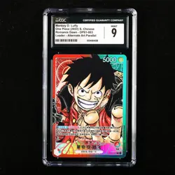 CGC 9 MINT 2022 One Piece CHN Monkey D. Luffy OP01-003 L (Alt Art) - Image 1
