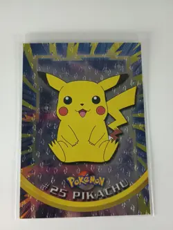 PIKACHU Pokemon TOPPS Card #25 TV Animation Black Logo - Silver Foil NM - Image 1