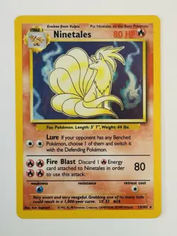 Ninetales 12/102 Base Set Shadowless Holo Rare 80 HP Pokemon TCG Card 1999 - Image 1