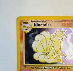 Ninetales 12/102 Base Set Shadowless Holo Rare 80 HP Pokemon TCG Card 1999 - Image 3
