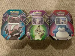 🔥 Lot of 3 Pokemon Tin Set Snorlax Mimikyu Darkrai Sealed RARE TINS. 93 CARDS🔥 - Image 1