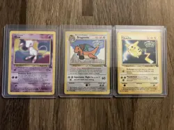 3 x Pokemon WOTC Movie Promos - Rare Vintage Pokemon Cards Mew/Dragonite/Pikachu - Image 1