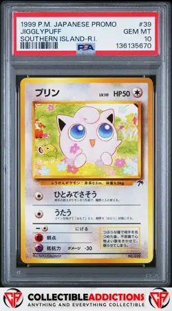 1999 Pokemon Japanese Promo #39 Jigglypuff Southern Island-R.I. PSA 10 - Image 1