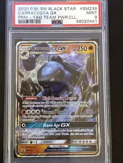 2020 Pokemon SM Black Star Promo - TAG TEAM - CARRACOSTA GX - SM239 PSA 9 MINT - Image 1
