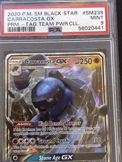 2020 Pokemon SM Black Star Promo - TAG TEAM - CARRACOSTA GX - SM239 PSA 9 MINT - Image 3