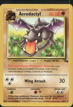 Aerodactyl 16/62 Rare Fossil Pokemon Unlimited Lightly Played - Image 1