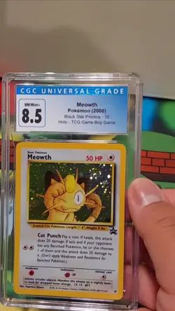 2000 Pokemon Meowth BSP #10 SWIRL Holo Game Boy Stamp CGC 8.5 WOTC - Image 2