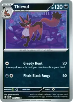 Thievul (Reverse Holo) 090 /132 - Mega Evolution - Pokemon - NM/M - Image 1