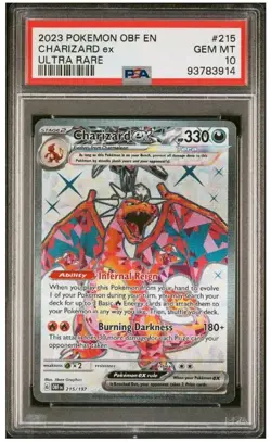 2023 POKEMON OBF EN-OBSIDIAN FLAMES ULTRA RARE #215 CHARIZARD EX PSA 10 - Image 1