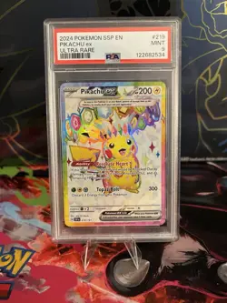 Pokemon Pikachu ex 219/191 Sv08: Surging Sparks Ultra Rare Holo PSA 9 - Image 1