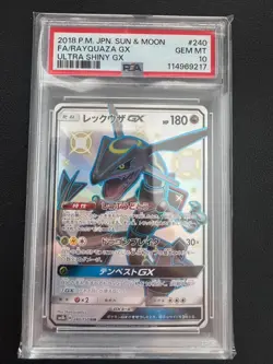 2018 POKEMON JAPANESE SUN & MOON ULTRA SHINY GX #240 FULL ART/RAYQUAZA GX PSA 10 - Image 1
