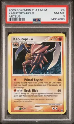 2009 POKEMON PLATINUM ARCEUS #4 KABUTOPS-HOLO PSA 8 - Image 1