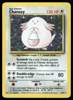 Chansey 3/102 Base Set Unlimited Holo Holo Rare NM EBAY LIVE FRIDAY - Image 1