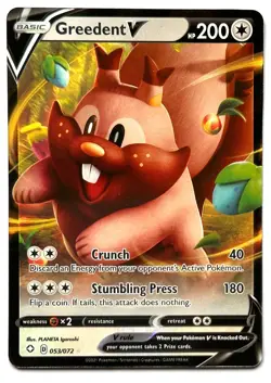 Greedent V 053/072 - Pokemon TCG - Shining Fates Holo LP - Image 1