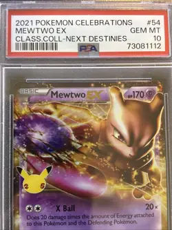 2021 Pokemon Celebrations MEWTWO EX #54 Classic Collection NEXT DESTINES PSA 10 - Image 4