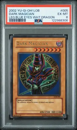 2002 Yu-Gi-Oh! Legend Of Blue Eyes White Dragon LOB-005 Dark Magician PSA 6 - Image 1
