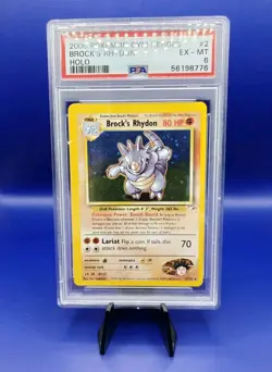 Brock's Rhydon 2/132 Holo Rare Gym Heroes Pokemon Card TCG WOTC Graded PSA 6 - Image 4