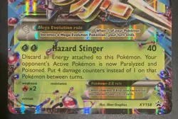M Beedrill EX XY158 JUMBO/OVERSIZED Card NM - Image 4