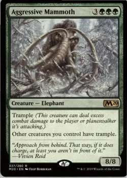 Aggressive Mammoth R Core Set 2020 337 NM MTG x1 - Image 1