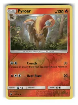Pyroar 51/214 Rare Lost Thunder Pokemon Reverse Holo Near Mint - Image 1