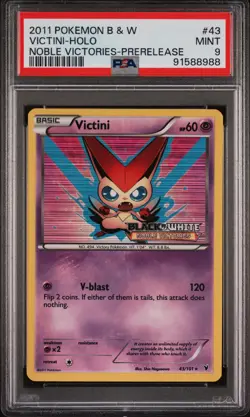 2011 POKEMON B&W NOBLE VICTORIES PRERELEASE #43 VICTINI-HOLO PSA 9 - Image 1