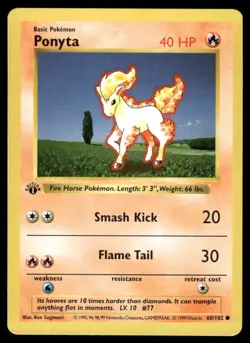 Ponyta 60/102 1st Edition Base Set Shadowless Common NM EBAY LIVE FRIDAY - Image 1