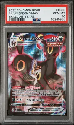 2022 POKEMON SWORD & SHIELD BRILLIANT STARS #TG23 FULL ART/UMBREON VMAX PSA 10 - Image 1