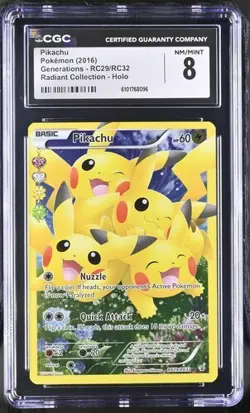 Pikachu Pokemon Generations Radiant Collection RC29/RC32, CGC 8 - Image 1