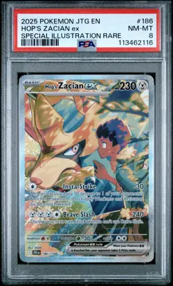 2025 POKEMON JOURNEY TOGETHER SPECIAL ILLUSTRATION RARE HOP'S ZACIAN EX PSA 8 - Image 1