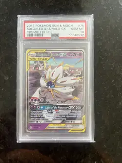 PSA 10 Solgaleo & Lunala GX 75/236 Cosmic Eclipse Pokemon Sun & Moon - Image 1