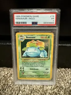 Pokemon TCG Venusaur Holo Rare Base Set 15/102 PSA 1 1999 English - Image 1