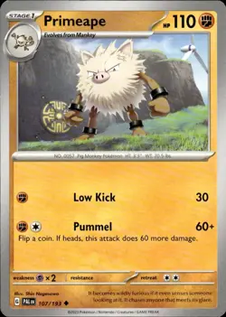 Primeape 107/193 Paldea Evolved Pokemon Card NM Scarlet Violet - Image 1