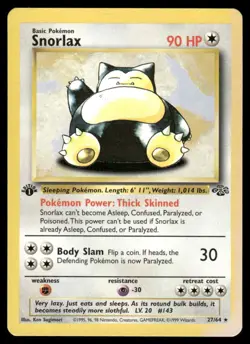Pokemon Cards Snorlax 27/64 1st Edition Jungle Rare NM EBAY LIVE FRIDAY - Image 1